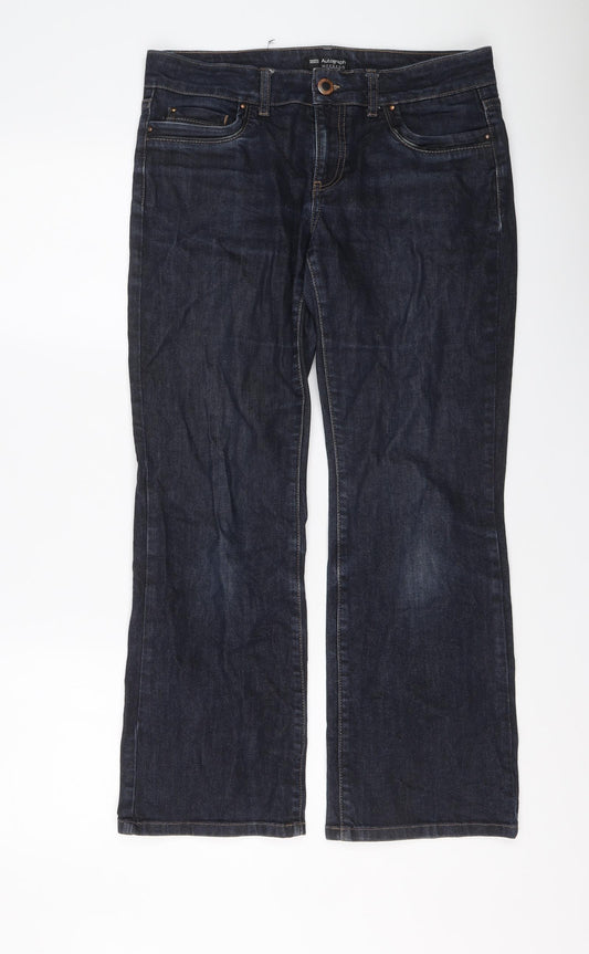 Autograph Womens Blue Cotton Bootcut Jeans Size 12 L27 in Regular Button