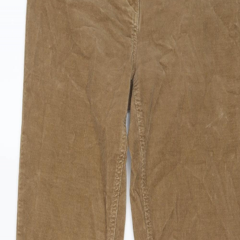 Marks and Spencer Womens Brown Cotton Trousers Size 10 L30 in Regular Button