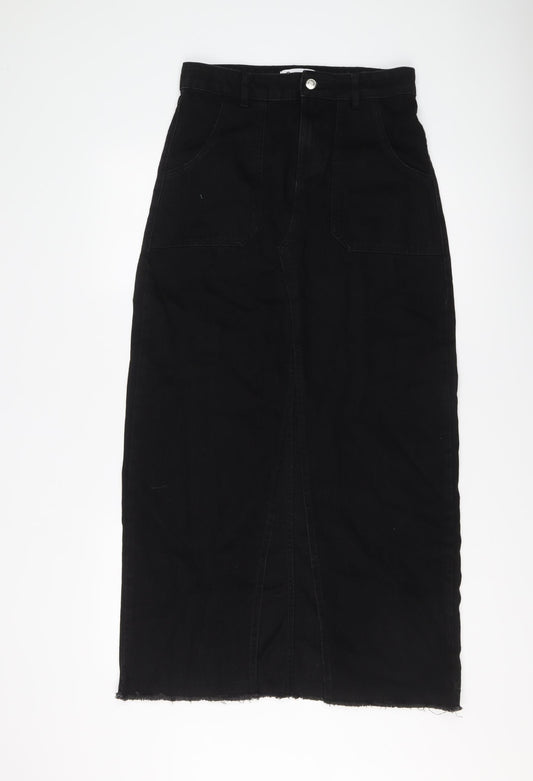 Miss Selfridge Womens Black Cotton Bandage Skirt Size 6 Button