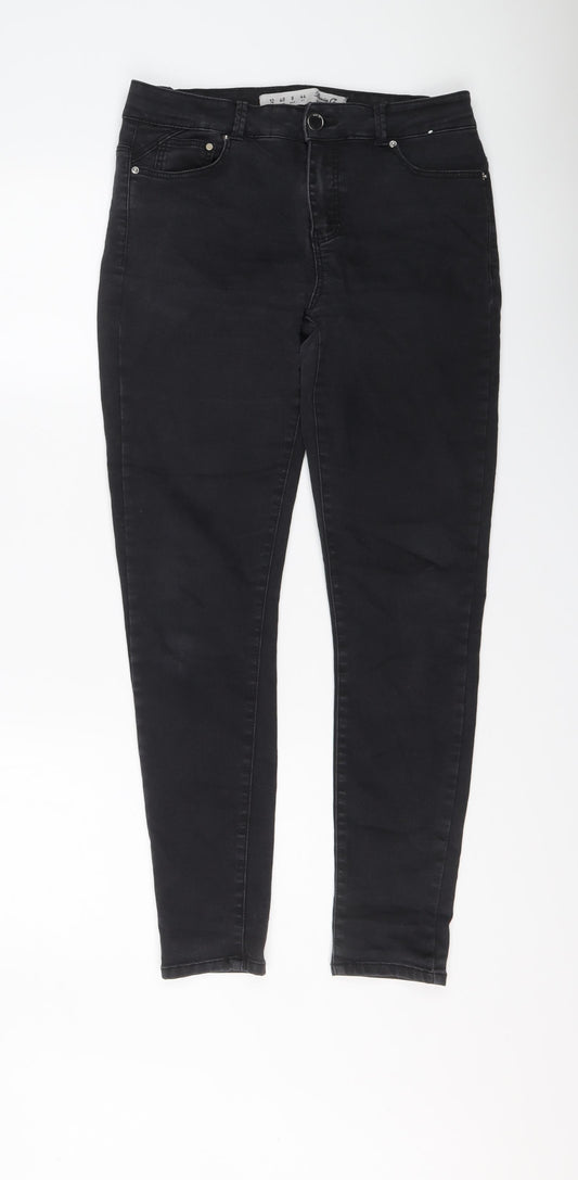 Denim & Co. Womens Black Cotton Skinny Jeans Size 12 L27 in Regular Button