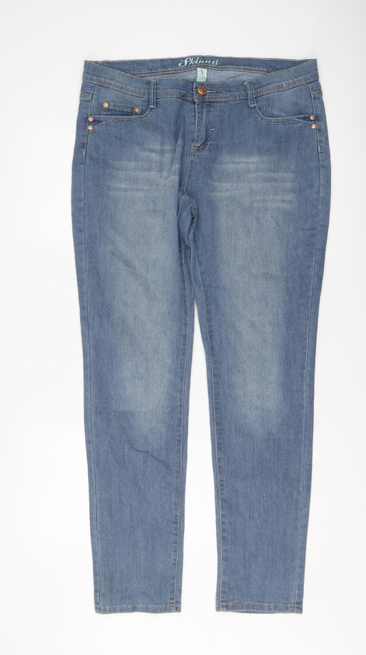 Denim & Co. Womens Blue Cotton Skinny Jeans Size 18 L31 in Regular Button