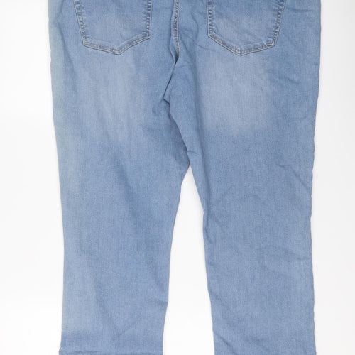 George Womens Blue Cotton Straight Jeans Size 20 L25 in Regular Button