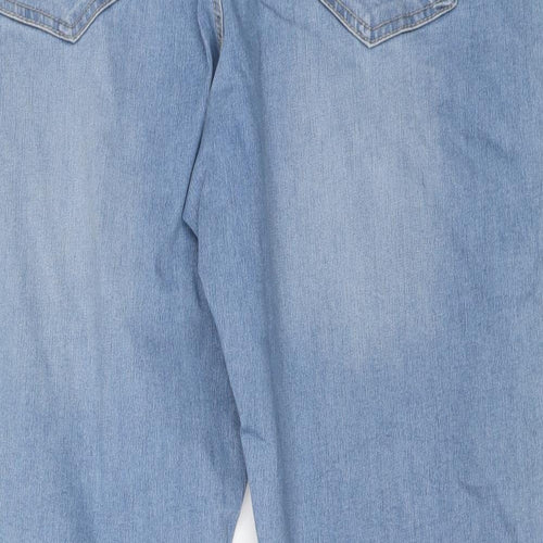 George Womens Blue Cotton Straight Jeans Size 20 L25 in Regular Button