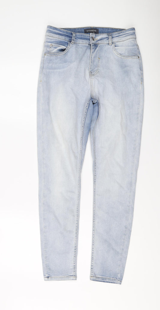 Sosandar Womens Blue Cotton Skinny Jeans Size 12 L28 in Regular Button