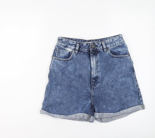 ASOS Womens Blue Cotton Boyfriend Shorts Size 10 L3 in Regular Button