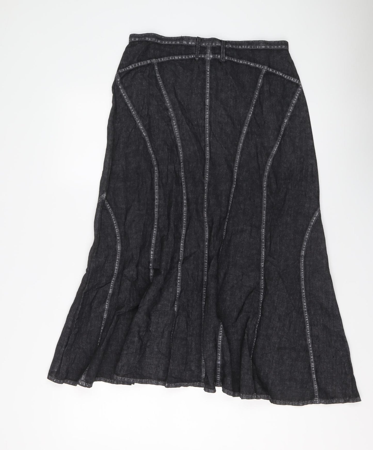 Giorgia Netti Womens Grey Linen Swing Skirt Size 16 Button