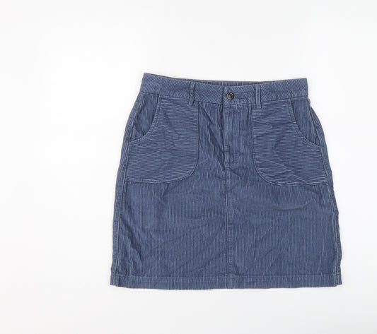 TU Womens Blue Cotton A-Line Skirt Size 10 Button