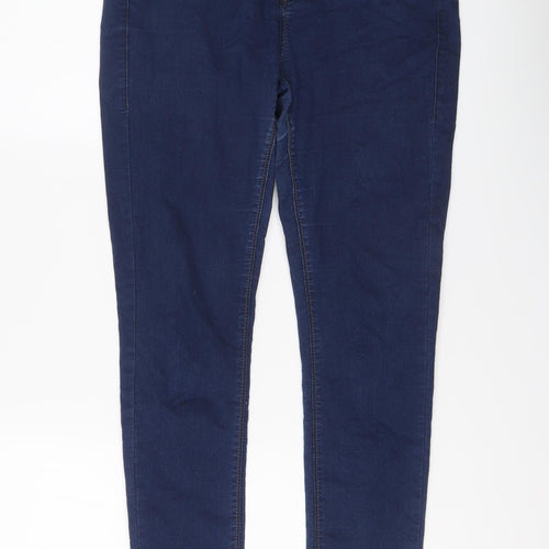 Topshop Womens Blue Cotton Skinny Jeans Size 30 in L30 in Regular Button