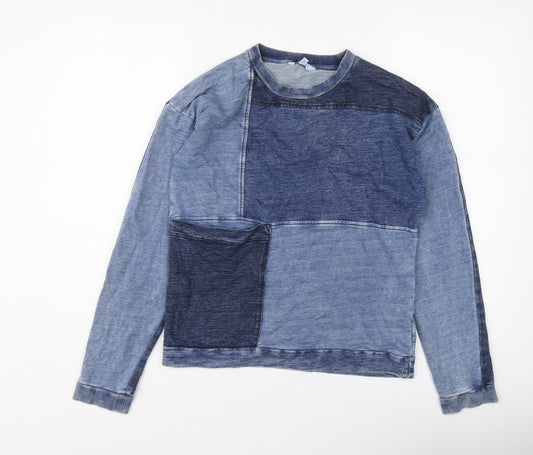NEXT Womens Blue Colourblock Cotton Pullover Sweatshirt Size 6 Pullover