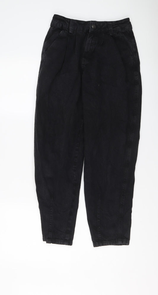 Bershka Womens Black Cotton Tapered Jeans Size 4 L26 in Regular Button