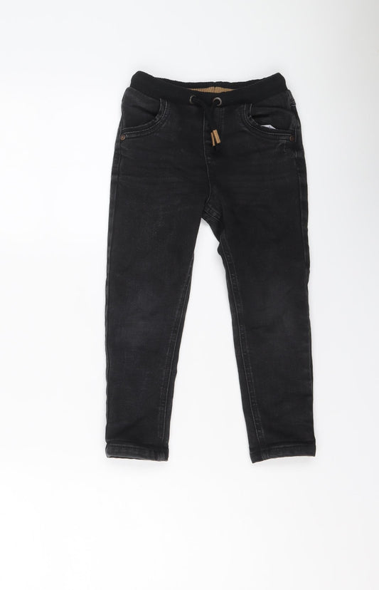 George Boys Black Cotton Skinny Jeans Size 3-4 Years Regular Drawstring