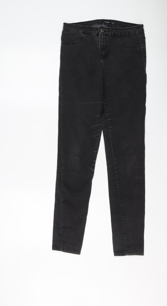 Zara Womens Grey Cotton Skinny Jeans Size 10 L32 in Regular Button