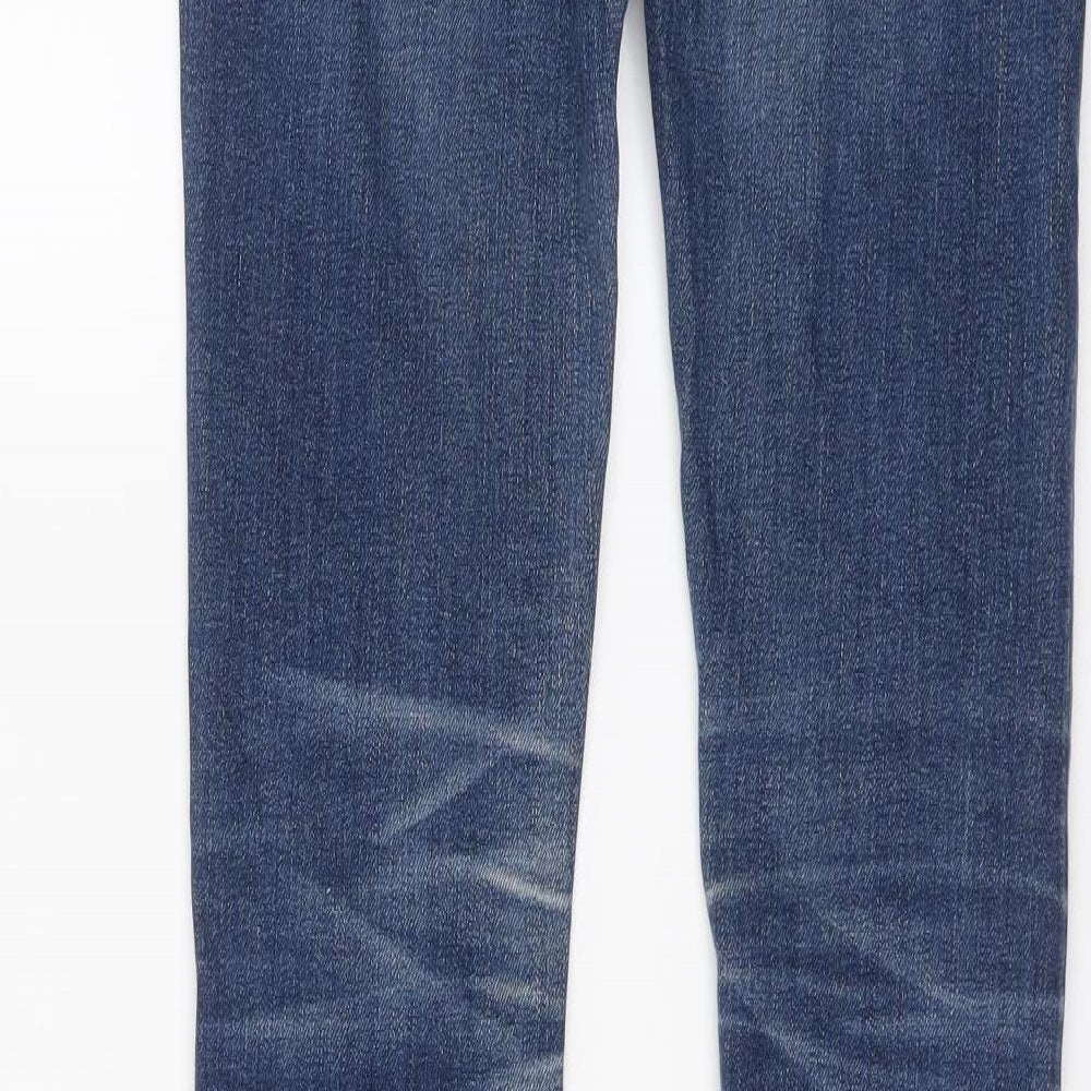 Fabulously British Womens Blue Cotton Skinny Jeans Size 28 in L31 in Regular Button