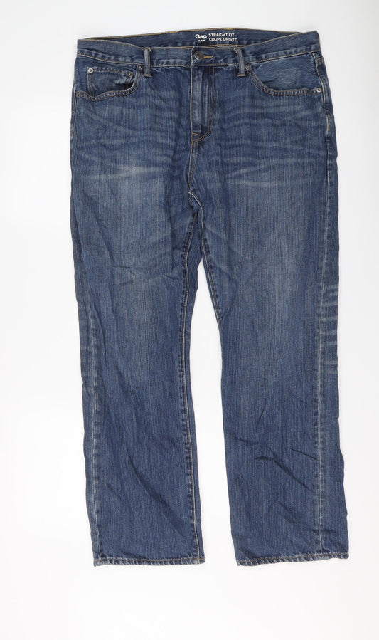 Gap Womens Blue Cotton Straight Jeans Size 36 in L32 in Regular Button