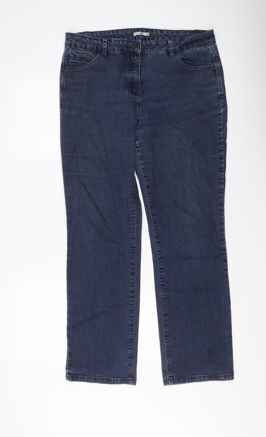 TU Womens Blue Cotton Straight Jeans Size 16 L30 in Regular Button