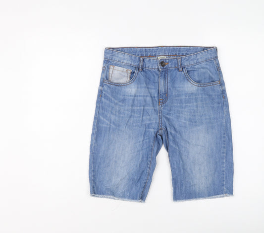 Zara Boys Blue Cotton Bermuda Shorts Size 13-14 Years Regular Zip