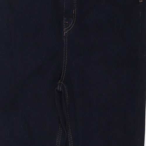 Marks and Spencer Womens Blue Cotton Straight Jeans Size 16 L27 in Regular Button