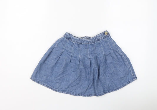 Primark Girls Blue Cotton Mini Skirt Size 8-9 Years Regular Zip