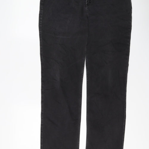 Per Una Womens Grey Cotton Straight Jeans Size 16 L29 in Regular Button