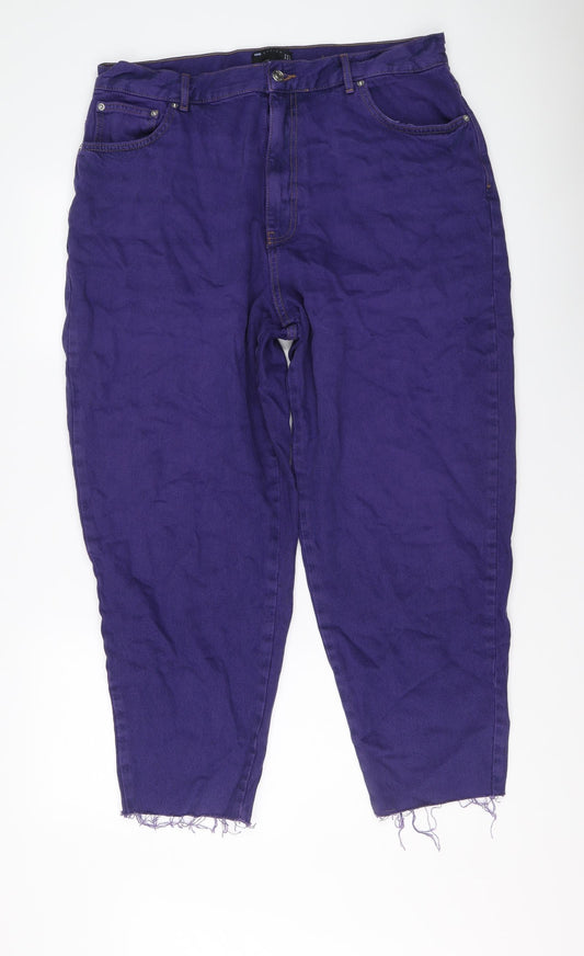ASOS Womens Purple Cotton Tapered Jeans Size 18 L26 in Regular Button