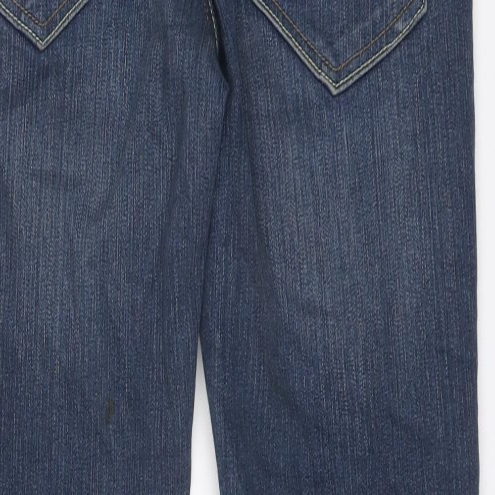 Topshop Womens Blue Cotton Straight Jeans Size 25 in L24 in Regular Button