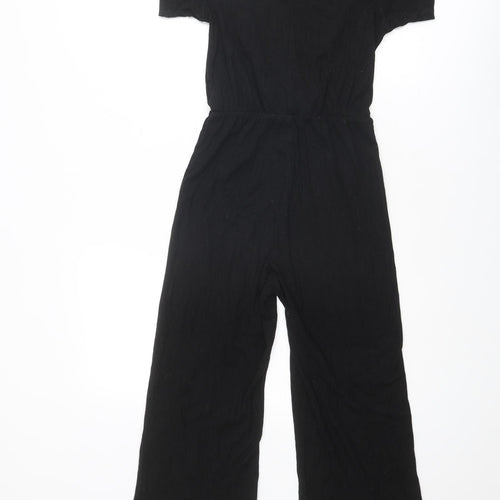 H&M Girls Black Modal Jumpsuit One-Piece Size 9-10 Years Button