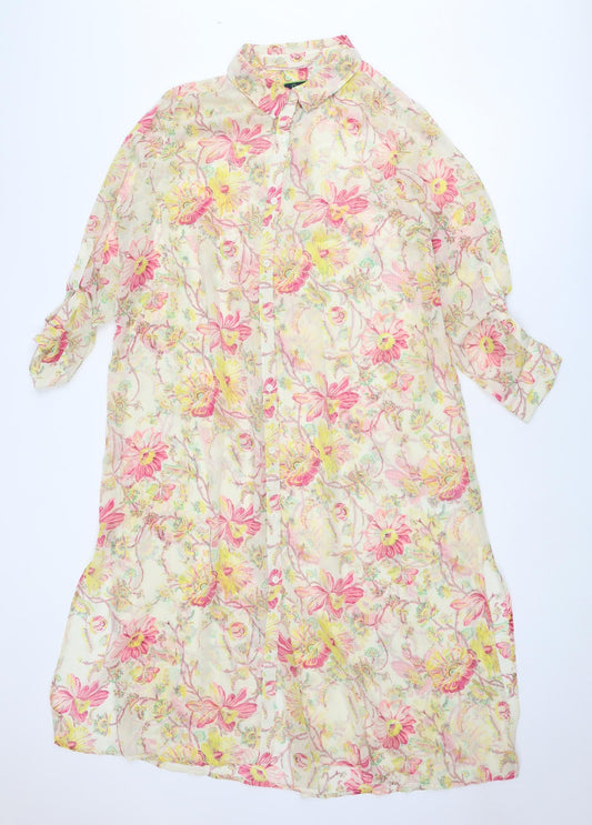 C. Wonder Womens Multicoloured Floral Polyester Shirt Dress Size 20 Collared Button