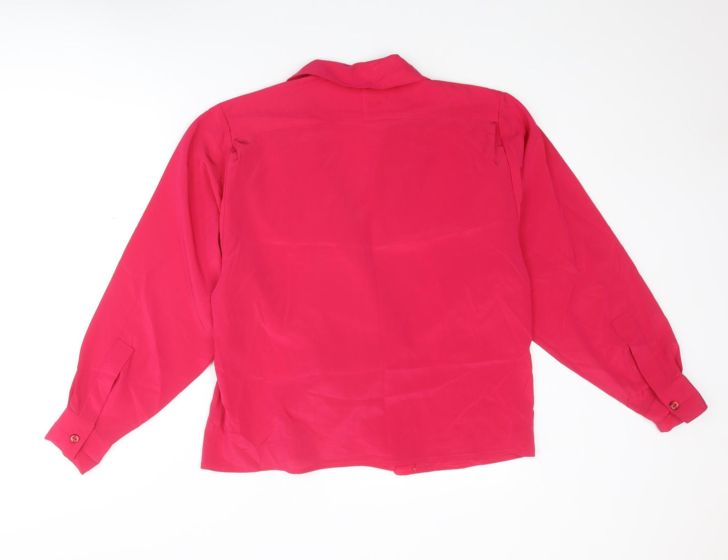 Riva Womens Pink Polyester Basic Blouse Size 12 Collared