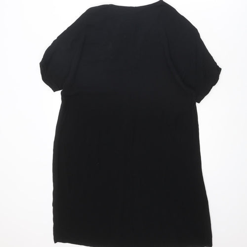 New Look Womens Black Viscose A-Line Size 12 V-Neck Pullover