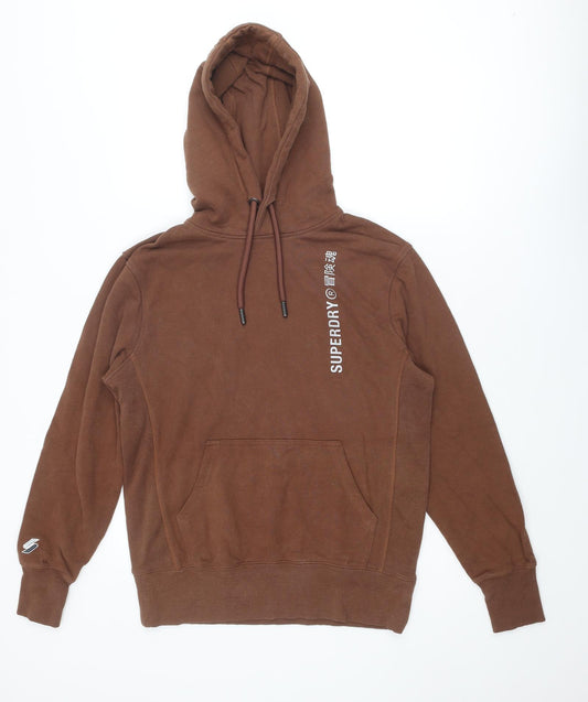 Superdry Mens Brown Cotton Pullover Hoodie Size S