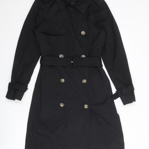 Marks and Spencer Womens Black Trench Coat Coat Size 8 Button