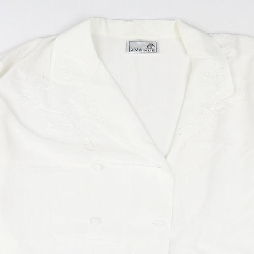 First Avenue Womens White Polyester Basic Button-Up Size 16 Collared