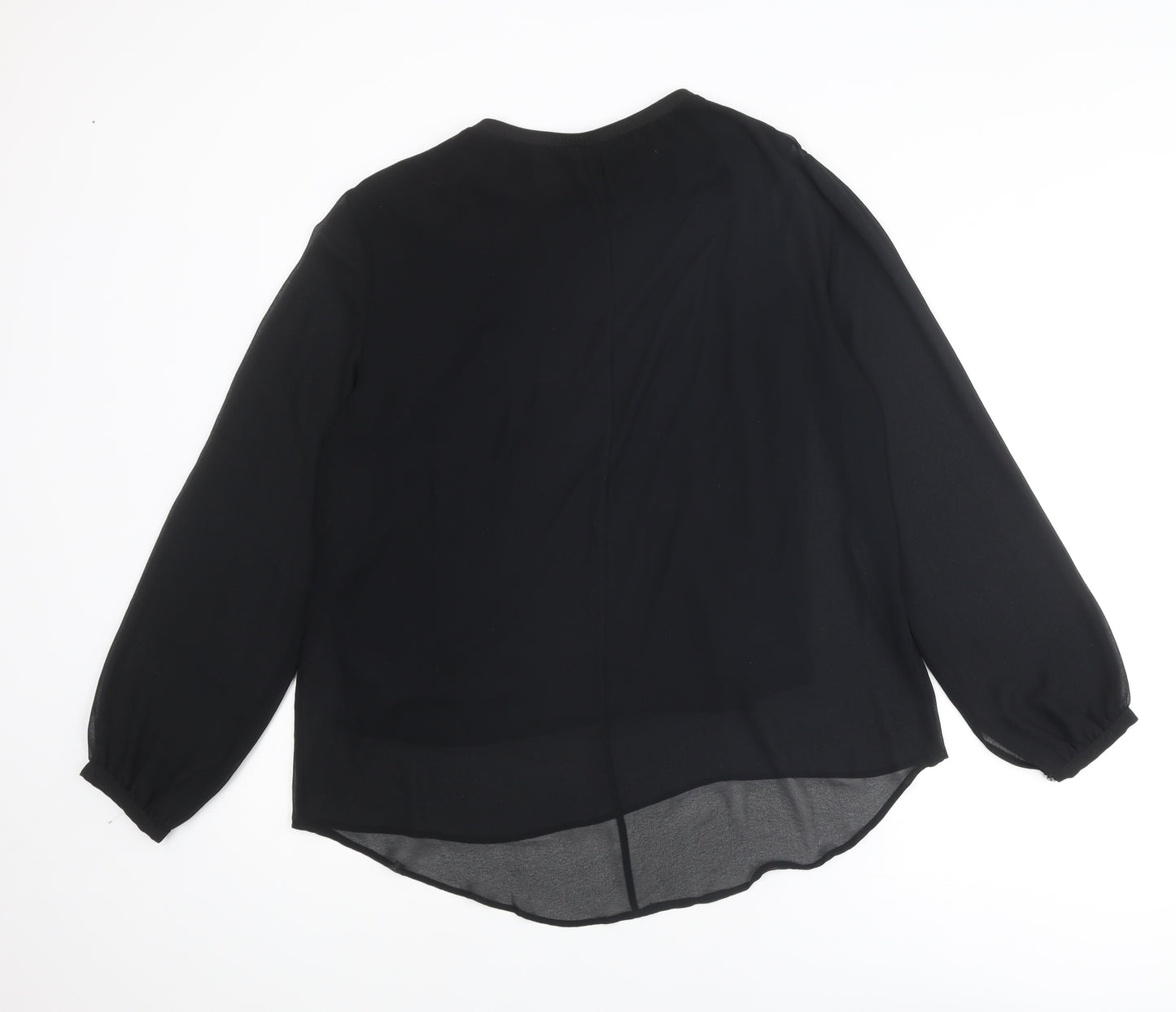 Zara Womens Black Polyester Basic Blouse Size L Round Neck