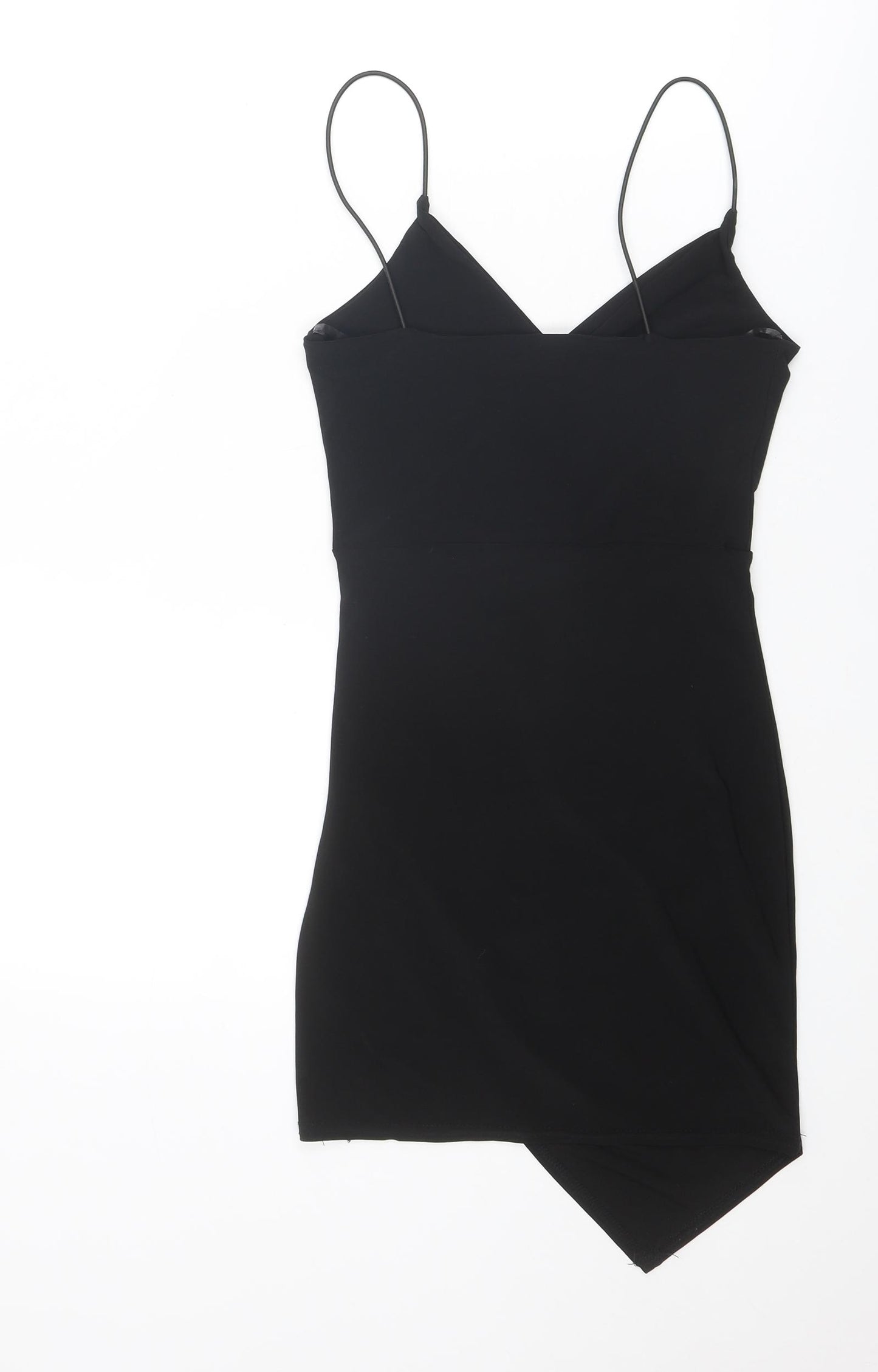 PRETTYLITTLETHING Womens Black Polyester Mini Size 6 V-Neck Pullover
