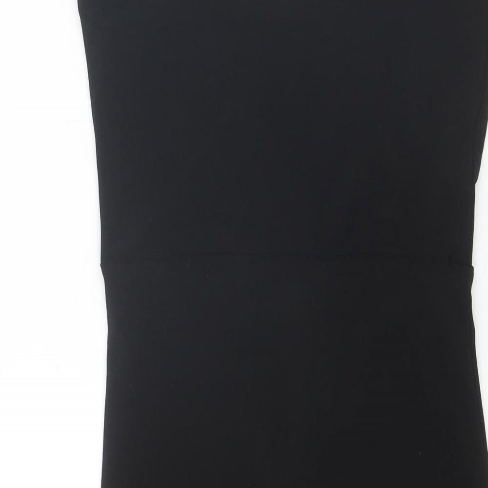 PRETTYLITTLETHING Womens Black Polyester Mini Size 6 V-Neck Pullover