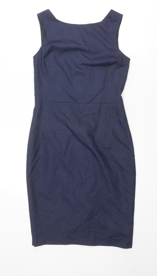Reiss Womens Blue Polyester Shift Size 8 Round Neck Zip