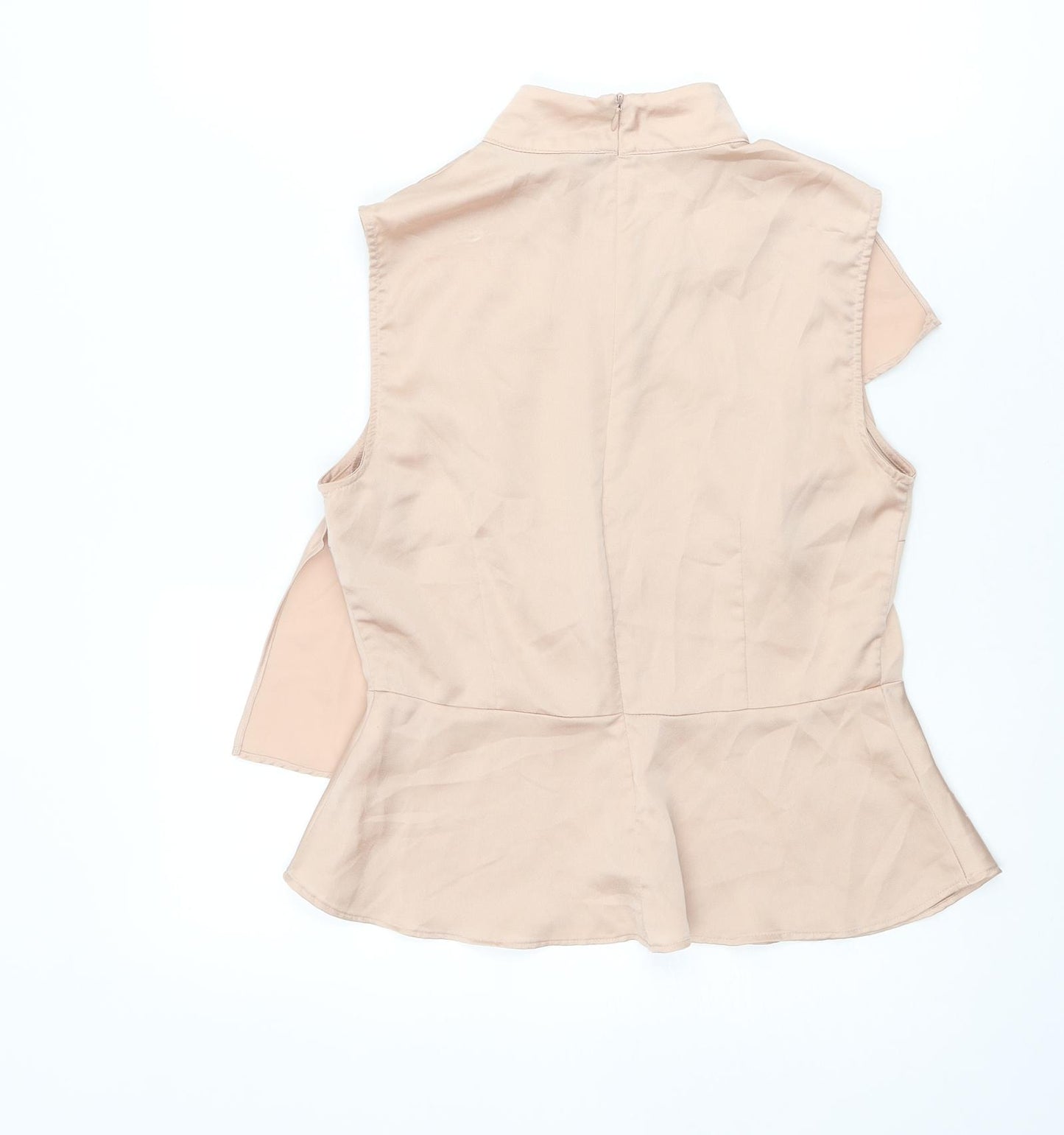 Zara Womens Beige Polyester Basic Tank Size S Mock Neck