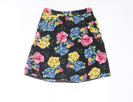 ASOS Womens Multicoloured Floral Viscose A-Line Skirt Size 6 Zip