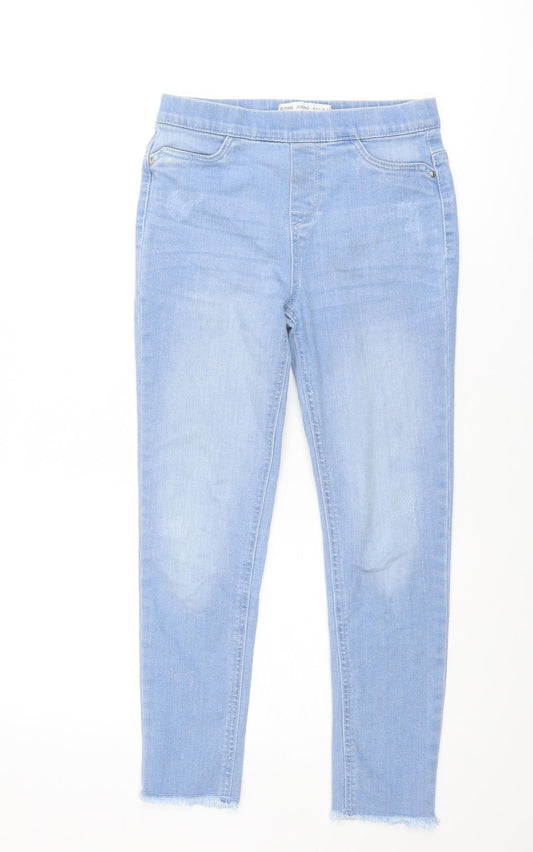 Denim & Co. Girls Blue Cotton Jegging Jeans Size 10-11 Years Regular Pullover