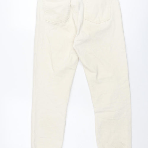 Denim & Co. Womens Ivory Cotton Straight Jeans Size 8 Regular Zip
