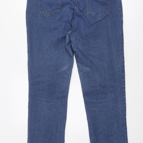 M&Co Womens Blue Cotton Straight Jeans Size 18 Regular Zip