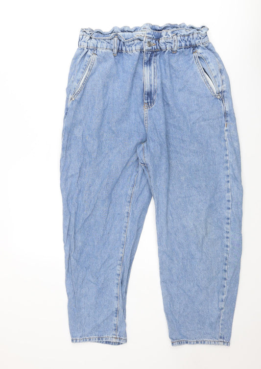 Zara Womens Blue Cotton Tapered Jeans Size 16 Regular Zip