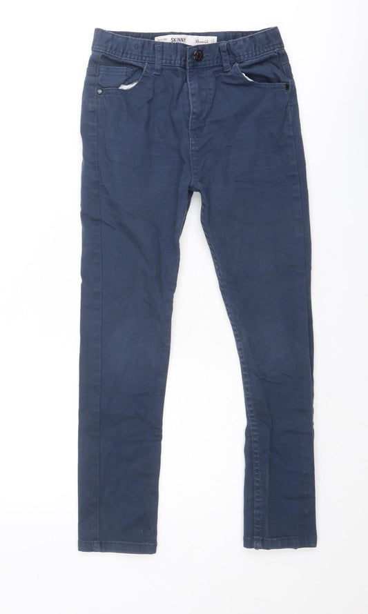 Denim & Co. Boys Blue Cotton Skinny Jeans Size 10-11 Years Regular Zip