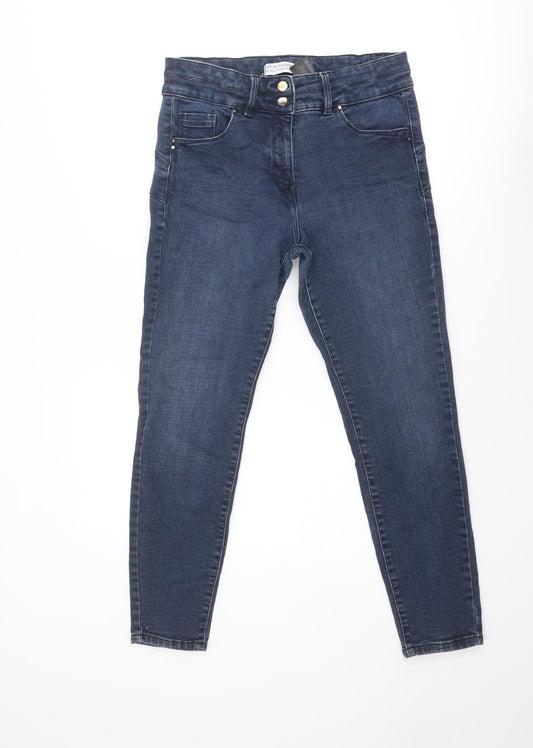 NEXT Womens Blue Cotton Skinny Jeans Size 16 Regular Zip