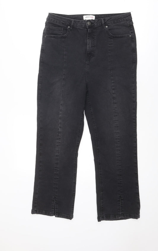 Urban Bliss Womens Black Cotton Straight Jeans Size 14 Regular Zip