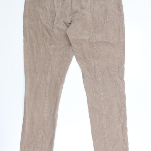 Laura Ashley Womens Beige Cotton Trousers Size 16 Regular Zip