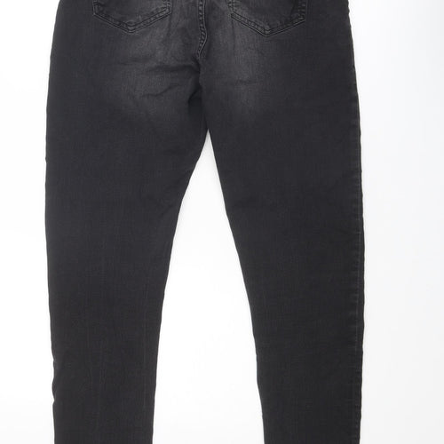 H&M Womens Black Cotton Skinny Jeans Size 12 Regular Zip