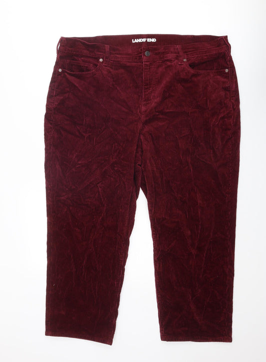 Lands' End Womens Red Cotton Trousers Size 26 Regular Zip