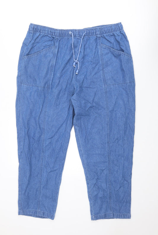 Julipa Womens Blue Cotton Straight Jeans Size 24 Regular Drawstring