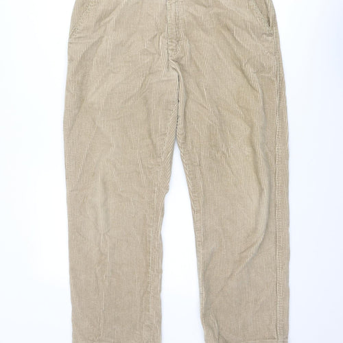 Samuel Windsor Mens Beige Cotton Trousers Size 34 in Regular Zip - Short Leg